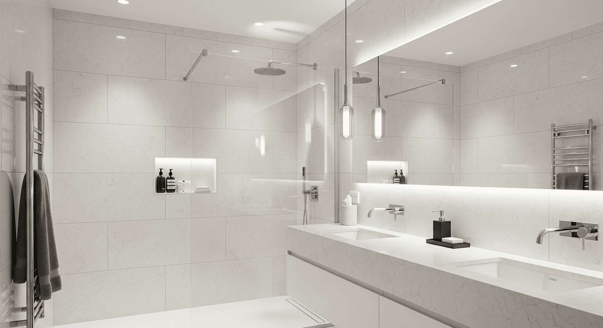 Elegantno kupatilo obloženo kvarcom