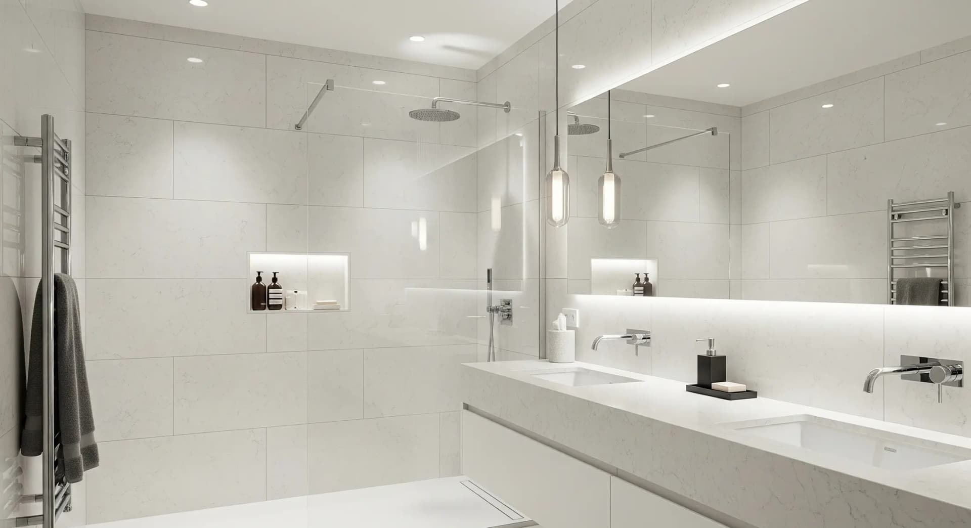 Elegantno kupatilo obloženo kvarcom